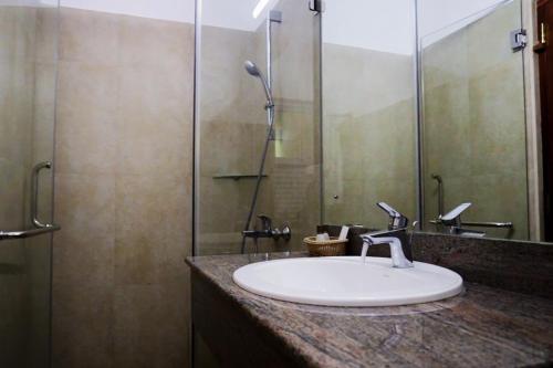 康提康提别墅的一间带水槽和淋浴的浴室