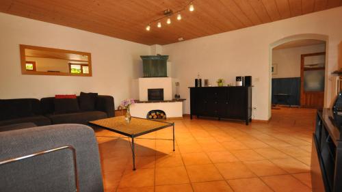 特雷莫西内Casa Paradiso的带沙发和壁炉的客厅