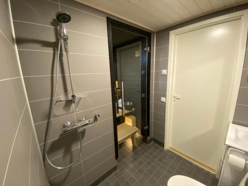 KotilaLake Resort Paljakka的带淋浴和卫生间的浴室