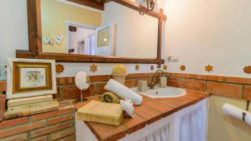 格拉纳达Casa Entreolivos Casa y Cabana Cijuela by Ruralidays的一间带水槽和镜子的浴室