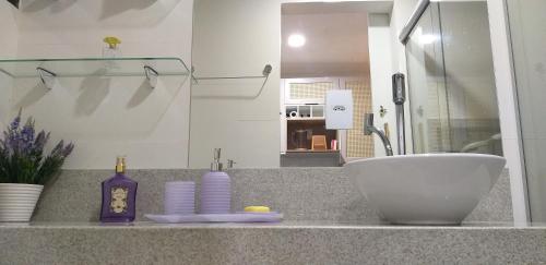格拉瓦塔Winterville Flat 905的一个带水槽和碗的浴室台面