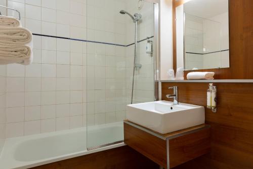 洛姆东里尔 - 洛姆基里亚德酒店的一间带水槽和淋浴的浴室