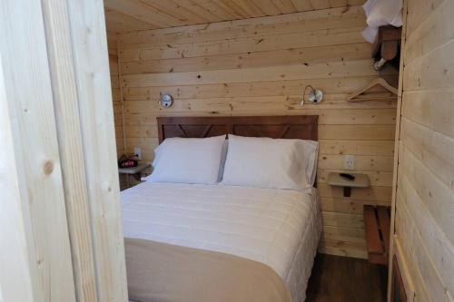瓦莱076 Tiny Home nr Grand Canyon South Rim Sleeps 8的小木屋内一间卧室,配有一张床