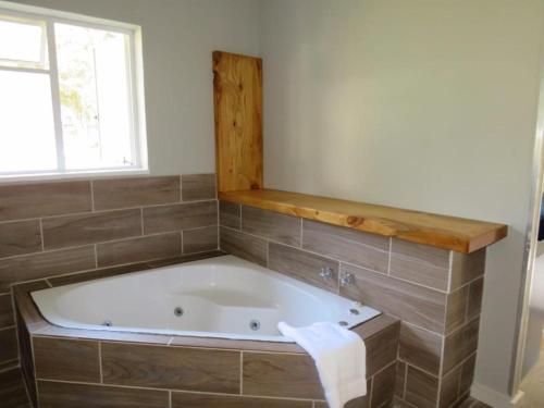 海姆维尔Sani Pass Manor Guest House的带浴缸的浴室和窗户
