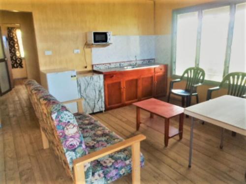萨武萨武Impeccable 1 Bedroom 4 unit Apartment in Savusavu的带沙发的客厅和厨房