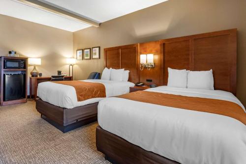 Comfort Suites Bethlehem Near Lehigh University and LVI Airport客房内的一张或多张床位