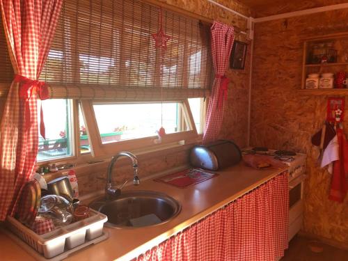 贝尔格莱德Nature and atractive house的厨房设有水槽和窗户。