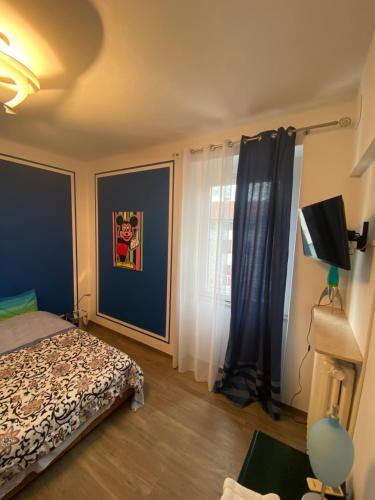 戈里齐亚Silvio Pellico的一间卧室设有一张床和一个窗口