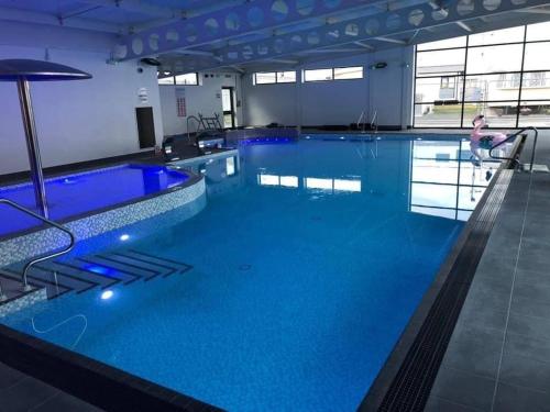 Kinmel BaySeldongoldengates的大楼内一个蓝色的大型游泳池