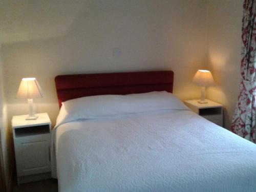 Glenfarne格楞法恩克兰西旅馆的一间卧室配有一张床和两张台灯。
