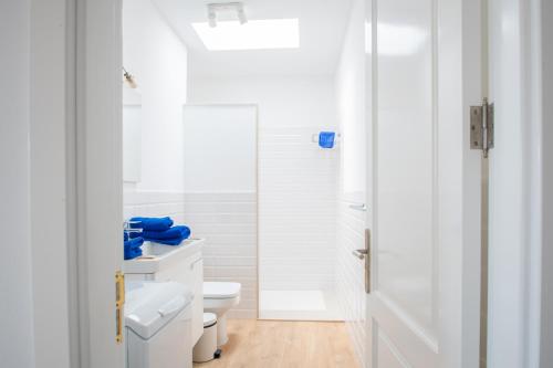 普拉亚布兰卡Blancazul Tegala的白色的浴室设有卫生间和淋浴。