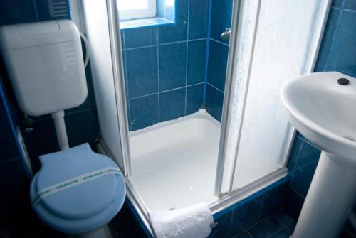 南埃福列Maria的带淋浴、卫生间和盥洗盆的浴室