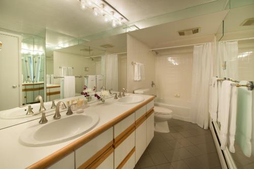 阿斯潘Standard Two Bedroom - Aspen Alps 101的浴室设有2个水槽、卫生间和镜子。