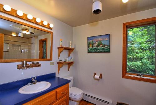 基灵顿Lakewood Lodge的一间带水槽和镜子的浴室