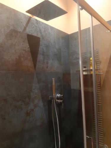 米兰Catenica的带淋浴的浴室和玻璃门