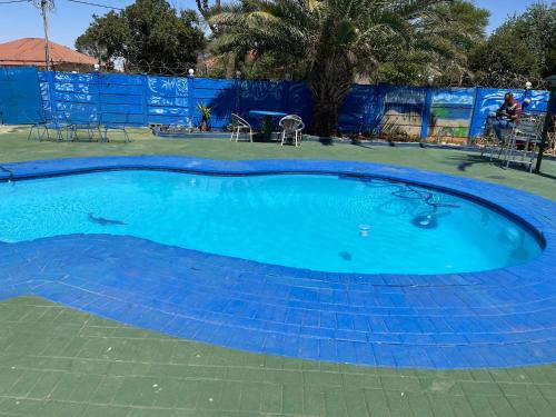 奥克尼Colins Accommodation - DAYREST from R120 OVERNIGHT from R300的院子里的大型蓝色游泳池
