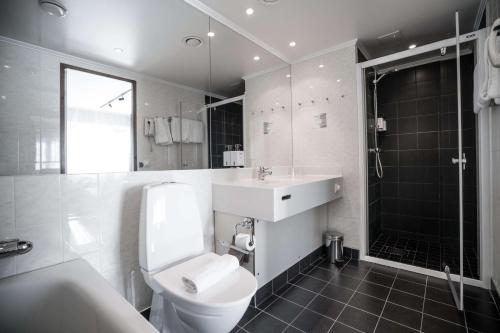 索伦蒂纳斯堪迪克之星索伦蒂纳酒店的浴室配有卫生间、盥洗盆和淋浴。