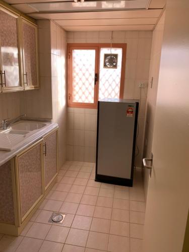 艾恩Top Hotel Apartments的厨房配有冰箱和水槽