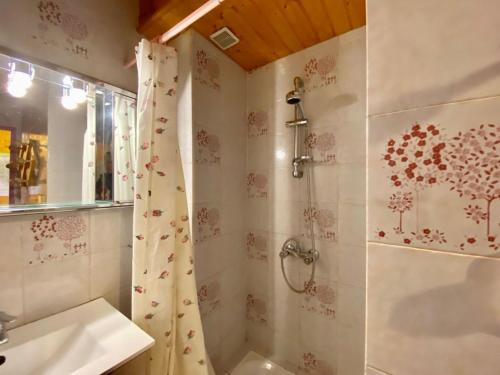 波泰皮莫朗Charmant T3 "les Cerdans"的带淋浴和盥洗盆的浴室