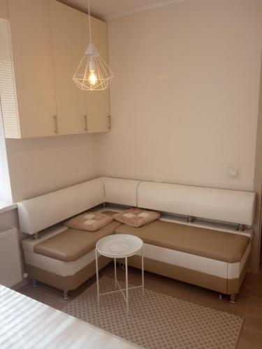 乌曼岛Modern appartment near Sofievka的客厅配有沙发和桌子