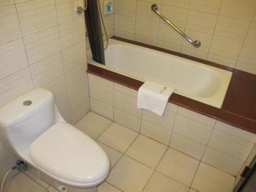 长滩岛长滩岛阿兰达度假酒店的一间带卫生间和浴缸的浴室