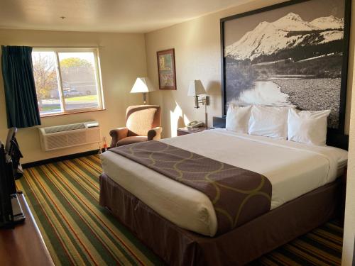 温莎温莎速8酒店的一间设有大床和窗户的酒店客房
