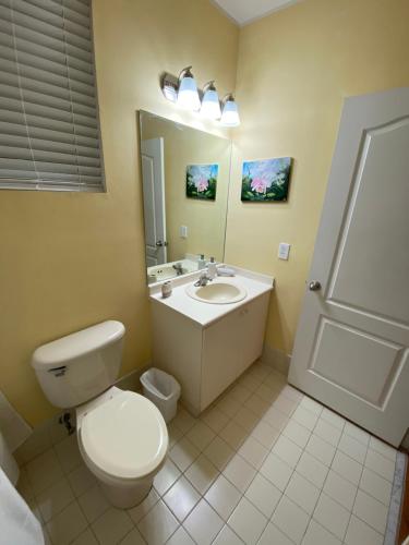 迈阿密Casa Miami 3的一间带卫生间、水槽和镜子的浴室