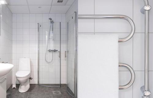 RosersbergHOOM HOME & HOTEL Sigtuna的带淋浴和卫生间的浴室