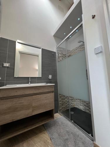 普拉L’ANGELO BIANCO 2的一间带水槽和玻璃淋浴的浴室