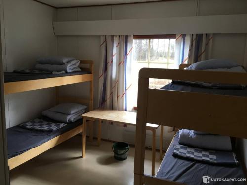 TaivalkoskiNORDIC LAKES OY/AB的客房设有两张双层床和一扇窗户。