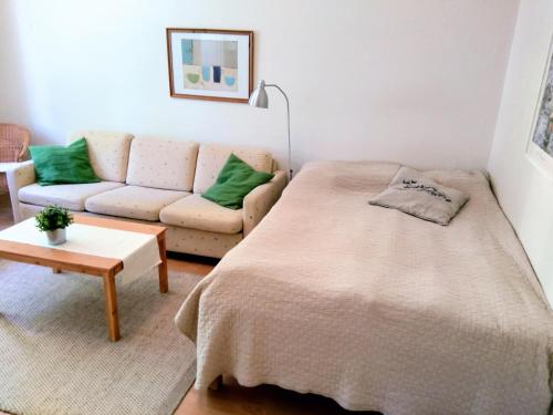 赫尔辛基Eskolampi的客厅配有床和沙发