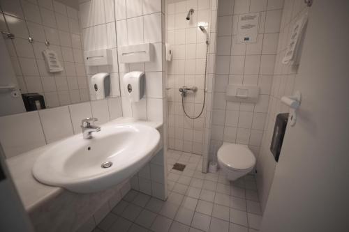 桑讷菲尤尔Torp Hotel的一间带水槽和卫生间的浴室