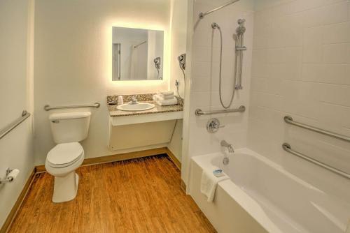 鸽子谷LeConte Hotel & Convention Center, Ascend Hotel Collection的浴室配有卫生间、浴缸和水槽。
