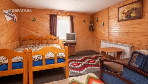 沃罗赫塔Сонне Царство的一间卧室配有一张床,并在一间客房内配有电视。