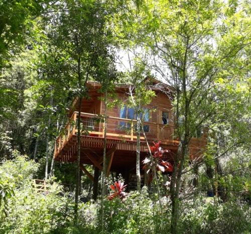 新彼得罗波利斯Eco Aldeia的森林中的一个树屋