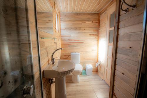 GeyikbayırıAlpstar Camping & Restaurant的一间带水槽和卫生间的小浴室