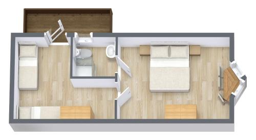 莱尔莫斯戈尔尼豪克莫斯膳食酒店的一间卧室的平面图