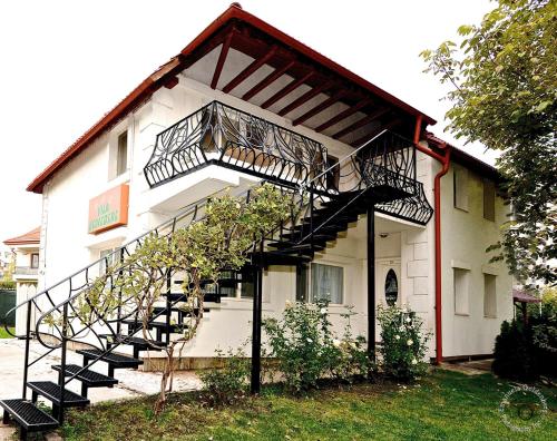 加拉茨Vila Belvedere的前面有螺旋楼梯的建筑