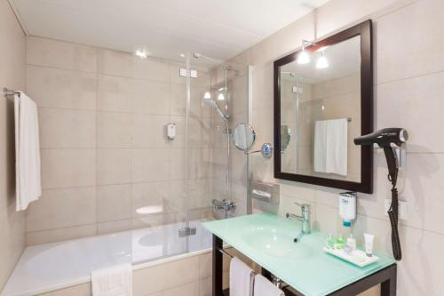 杜塞尔多夫NH杜塞尔多夫国王大道酒店的一间带水槽和淋浴的浴室