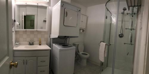 华盛顿堡Single family home的一间带水槽、卫生间和淋浴的浴室