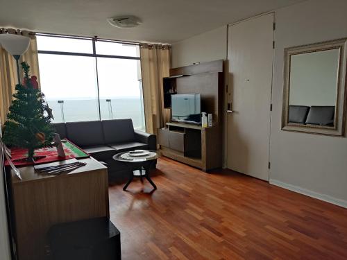 利马Blue Coast Lima Prívate Rooms的客厅配有沙发和桌子