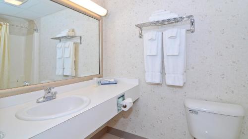 埃斯卡诺巴马格努森大先锋宾馆的一间带水槽、卫生间和镜子的浴室
