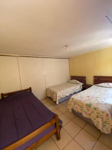 维库尼亚Casa grande Campestre, Vicuña, Valle del Elqui的一间客房内配有两张床的房间