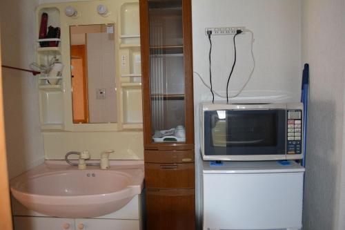 天草市Amakusa - House / Vacation STAY 5358的一间配有微波炉和水槽的小浴室