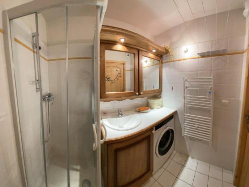 维拉尔叙尔多龙Appartement Villard-sur-Doron, 4 pièces, 8 personnes - FR-1-293-363的一间带水槽和洗衣机的浴室