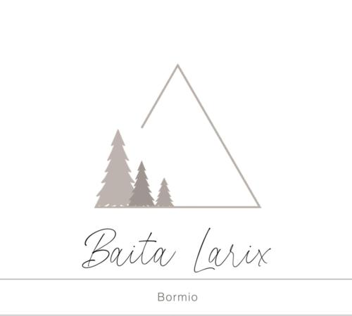 博尔米奥BAITA LARIX BORMIO的三角标志,有森林背景