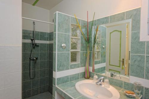 博尼法乔卡纳瓦酒店的一间带水槽和淋浴的浴室