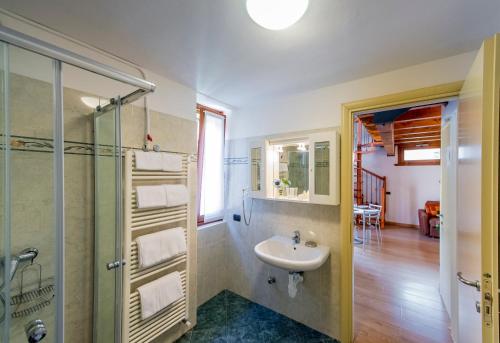 贝拉吉奥Il Borgo的一间带水槽和淋浴的浴室
