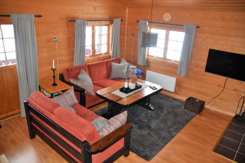 SønstebøUvdalhytta - close to cross country and downhill skiing的客厅配有沙发和桌子