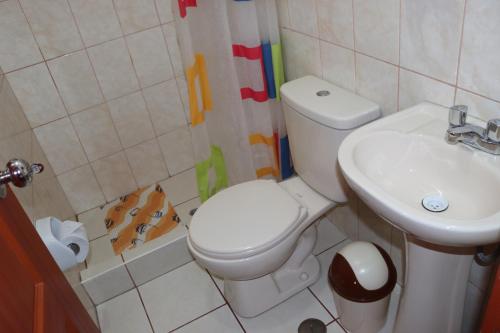 奇瓦伊Colca Andina Inn的一间带卫生间和水槽的浴室